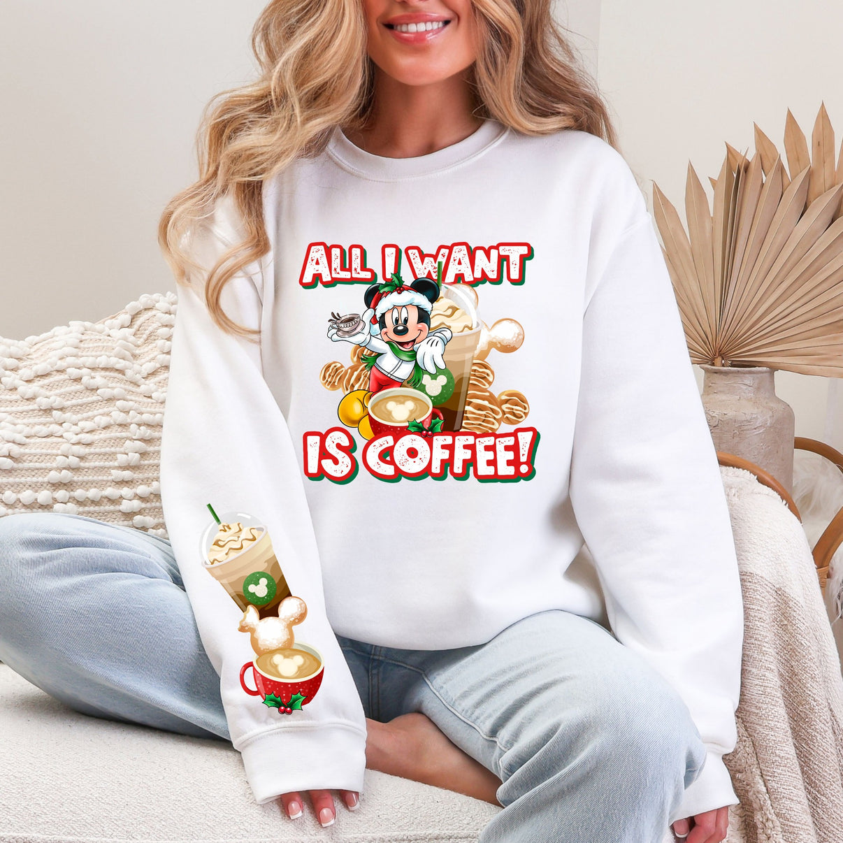 All I want is coffee! Womens Mikey Mouse Sweater